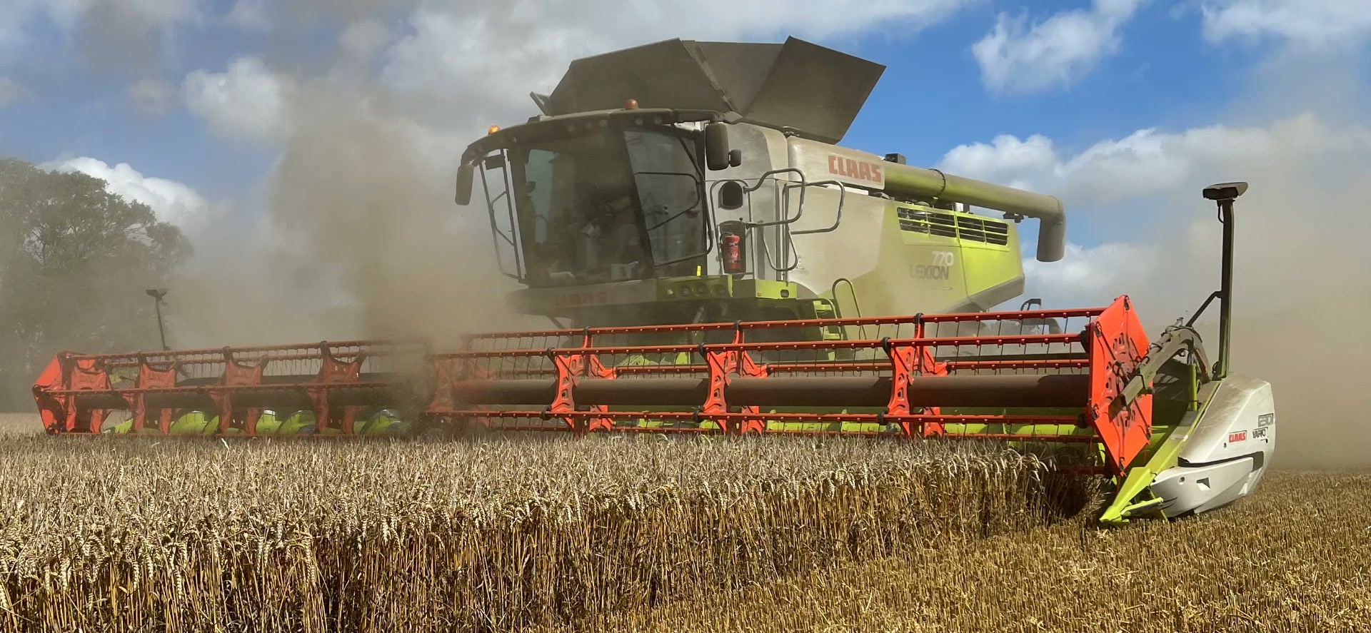 CLAAS Lexion 770 combine harvesting wheat in a Kent field